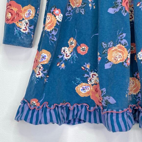 Matilda Jane Choose Your Own Path Dress Girls 8 Teal Pink Floral Twirly Ruffles - Picture 3 of 7